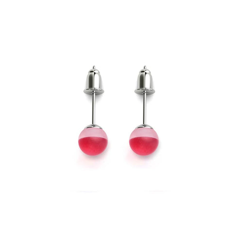 Dark Vermillion | .925 Sterling Silver | Mermaid Glass Mini Stud Earrings